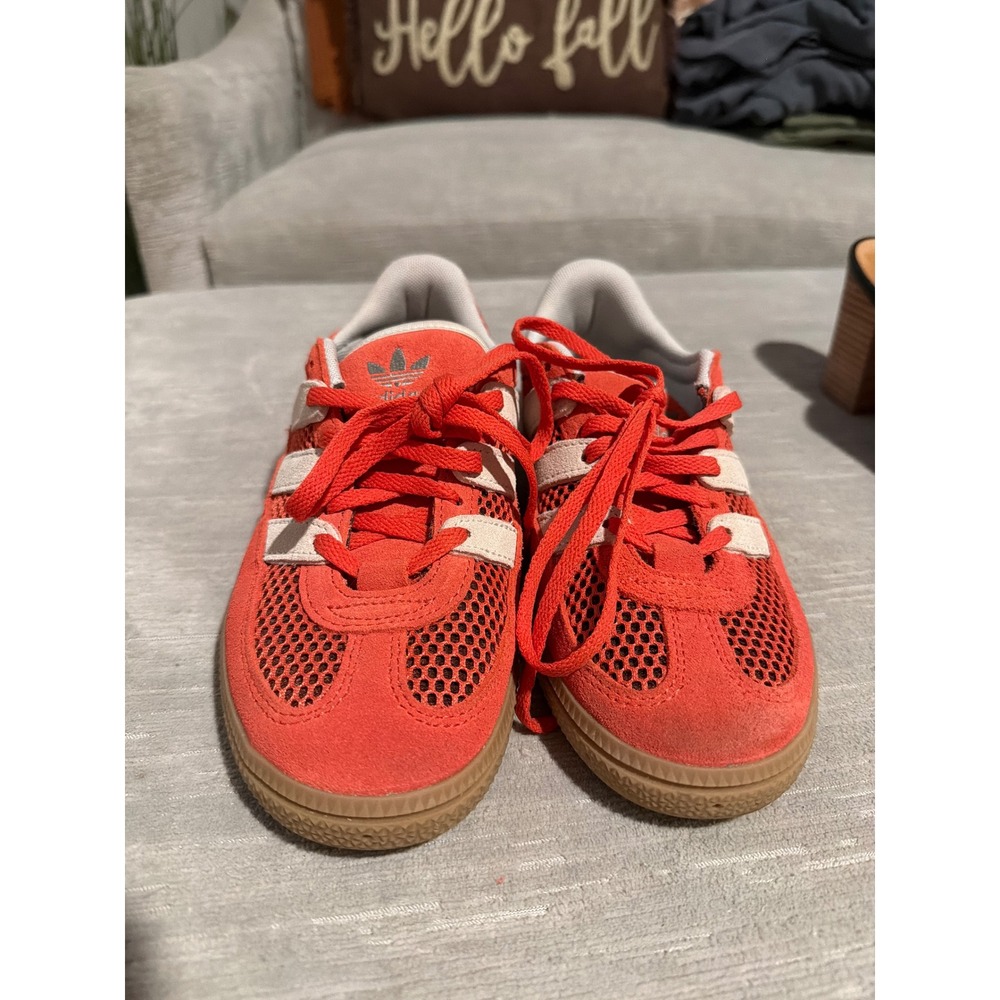 Adidas Handball Spezial Mesh Suede Orange Cream Gum Sneakers JI2607 Womens 5.5